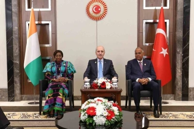 TBMM Başkanı Kurtulmuş, Fildişi Sahili Senatosu Başkanı Camara ve Ulusal Meclisi Başkanı Achi ile g&ouml;r&uuml;şt&uuml;
