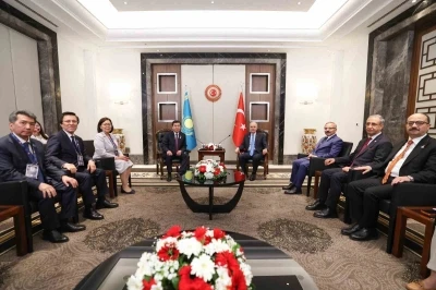 TBMM Başkanı Kurtulmuş, Kazakistan Parlamentosu Meclis Başkanı Koşanov ile g&ouml;r&uuml;şt&uuml;
