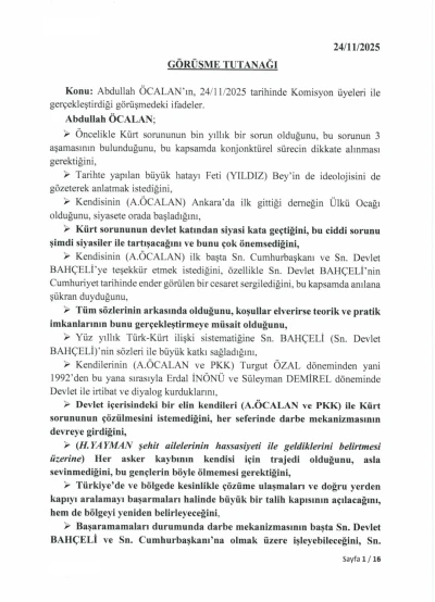 TBMM, İmralı g&ouml;r&uuml;şmesinin tutanaklarını yayımlandı
