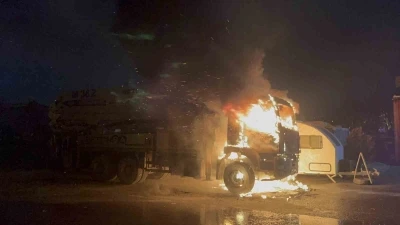 Tekirdağ&rsquo;da beton pompası alev topuna d&ouml;nd&uuml;
