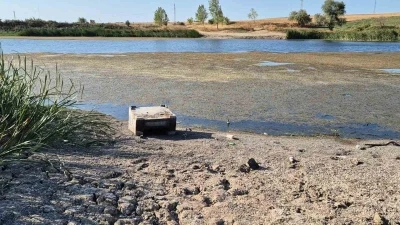 Tekirdağ’da gölette sular çekildi, çatlaklar oluşmaya başladı
