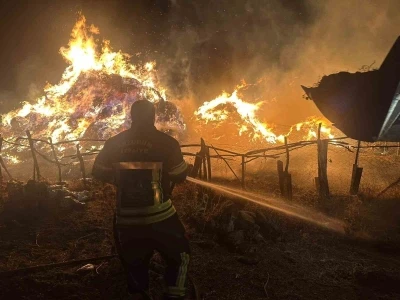 Tekman’da yangın; 2 bin 500 balya ot kül oldu
