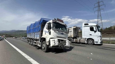 TEM&rsquo;de tırdan kopan lastik kamyonun altına girdi
