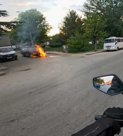 Tofaş’ın alev alev yandığı anlar kask kamerasında
