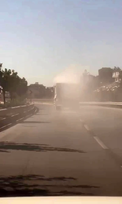 Tozu dumana katan kamyon sürücüsüne ceza uygulandı
