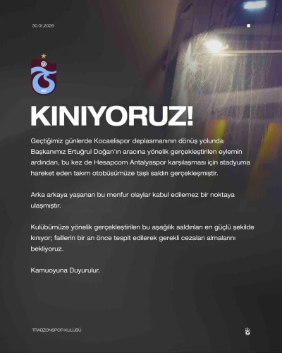 Trabzonspor&rsquo;dan kınama
