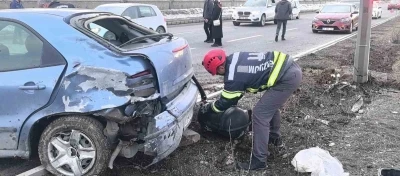 Trafik kazası sonrası ara&ccedil;tan kopan LPG tankı korku dolu anlar yaşattı
