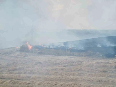 Trakt&ouml;rden sı&ccedil;rayan kıvılcım tarlayı yaktı
