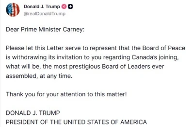 Trump, Kanada Başbakanı Carney&rsquo;e yaptığı Gazze Barış Kurulu&rsquo;na katılım davetini geri &ccedil;ekti
