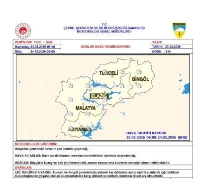 Tunceli i&ccedil;in &ccedil;ığ uyarısı
