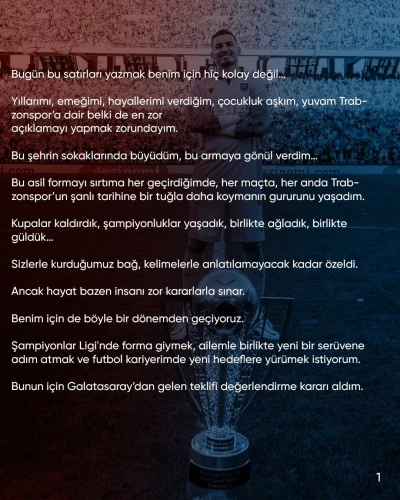 Uğurcan Çakır, Trabzonspor’a veda etti
