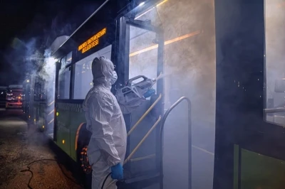 UlaşımPark otobüslerinde hijyen çalışmaları
