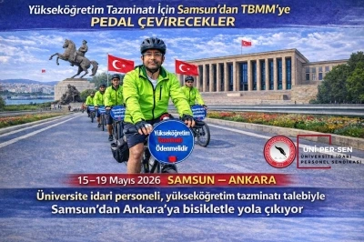 &Uuml;NİPERSEN&rsquo;den Samsun&rsquo;dan TBMM&rsquo;ye bisikletli eylem
