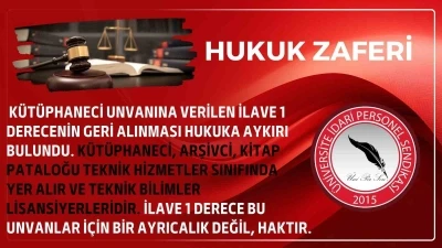 &Uuml;NİPERSEN: "K&uuml;t&uuml;phaneci, arşivci ve kitap pataloğu unvanları i&ccedil;in ilave 1 derece ayrıcalık değil, haktır"
