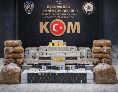 Uşak&rsquo;ta &ccedil;ok sayıda ka&ccedil;ak makaron ve t&uuml;t&uuml;n ele ge&ccedil;irildi
