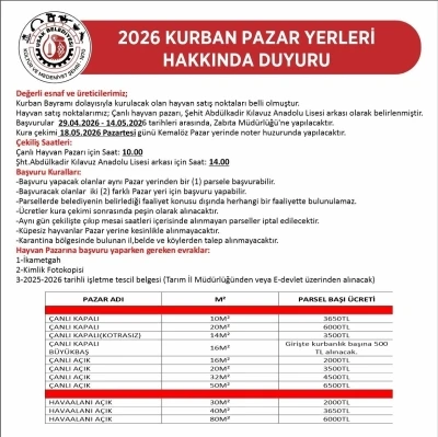 Uşak&rsquo;ta kurban satış yerleri belli oldu

