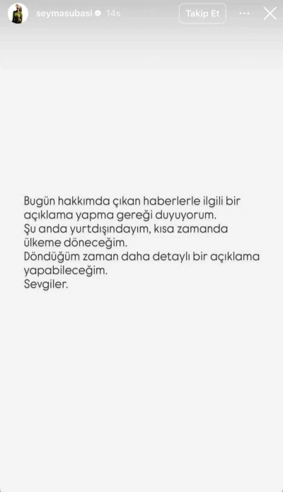 Uyuşturucu soruşturmasında hakkında yakalama kararı &ccedil;ıkartılan Şeyma Subaşı: "&Uuml;lkeme d&ouml;neceğim"
