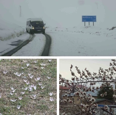 Van&rsquo;da iki mevsim bir arada: Bir yanda bahar, diğer yanda kış
