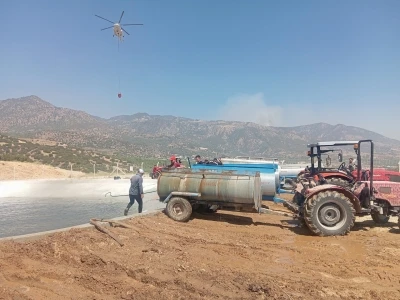 Vatandaşlar yangın için seferber oldular
