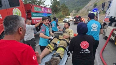 Yangın bölgesinde yaralanan 2 işçi hastaneye kaldırıldı
