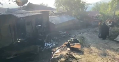 Yayla evinden ormana sı&ccedil;rayan yangın s&ouml;nd&uuml;r&uuml;ld&uuml;
