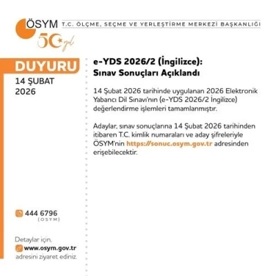 YDS 2026/2 sonu&ccedil;ları a&ccedil;ıklandı
