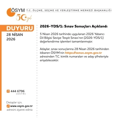 YDS sonu&ccedil;ları a&ccedil;ıklandı
