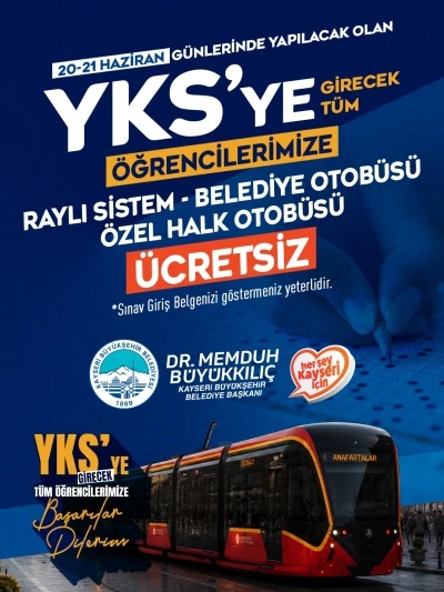YKS adaylarına ulaşım &uuml;cretsiz
