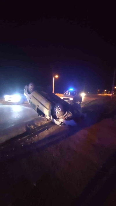 Yol çalışmasını fark edemeyen sürücü takla attı: 1 yaralı
