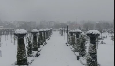 Gaziantep'te kar manzarası havadan g&ouml;r&uuml;nt&uuml;lendi