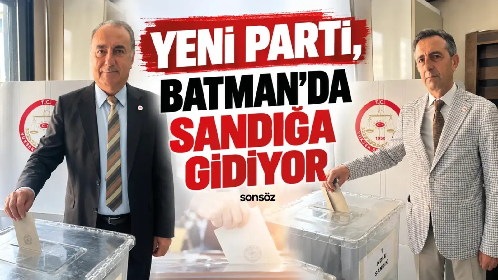 Batman’da Yeni Parti ön seçimi için oy kullanan delegeler ve sandık alanı