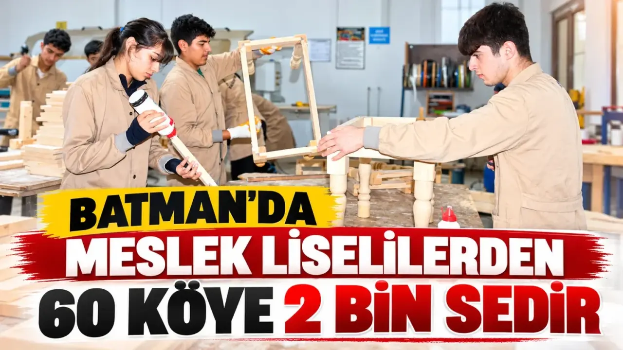 Batman Mesleki ve Teknik Anadolu Lisesi atölyesinde öğrencilerin ahşap sedir üretimi yaptığı çalışma