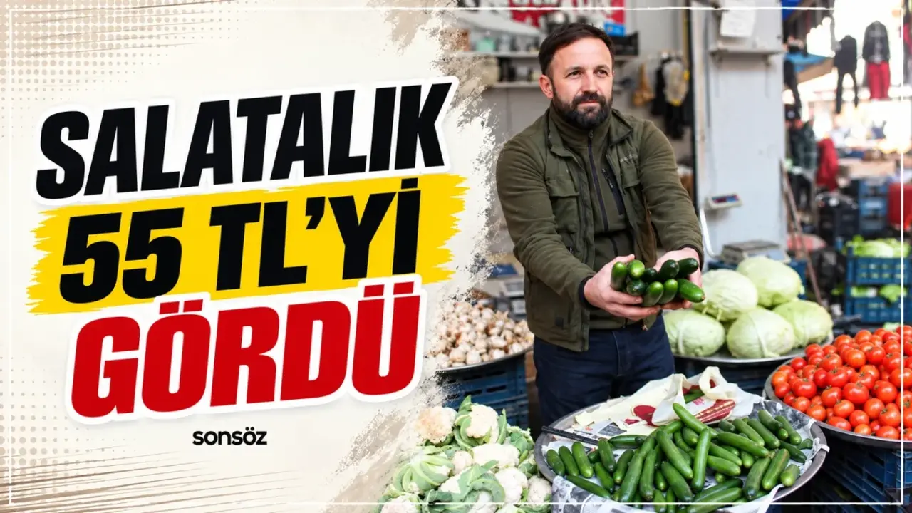 Batman’da pazarda satışa sunulan salatalıklar ve fiyat etiketi