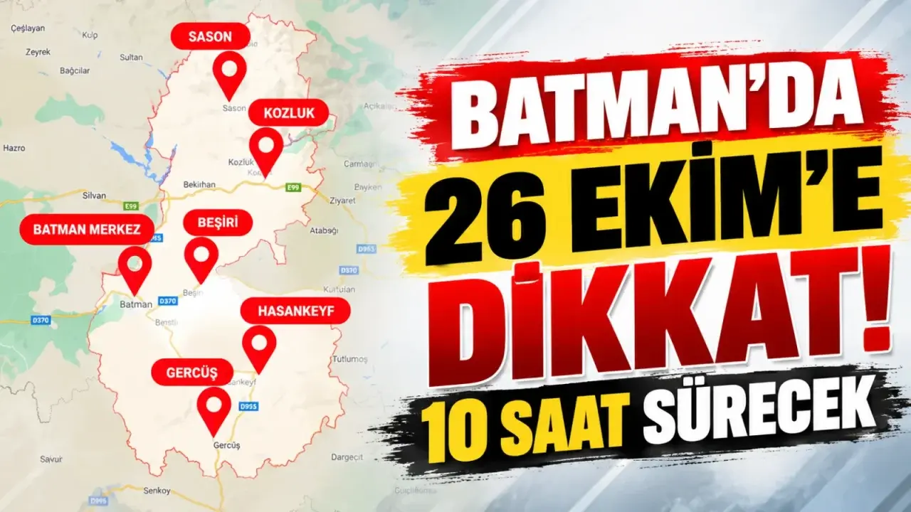 Batman’da 26 Ekim Pazartesi günü planlı elektrik kesintileri uygulanacak
