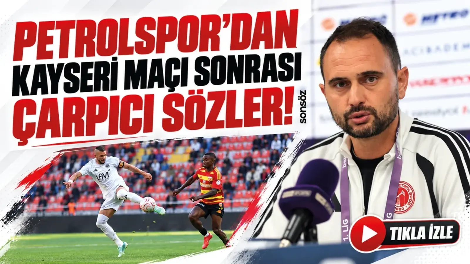 Batman Petrolspor ile Kayserispor arasındaki karşılaşmadan saha içi mücadele görüntüsü