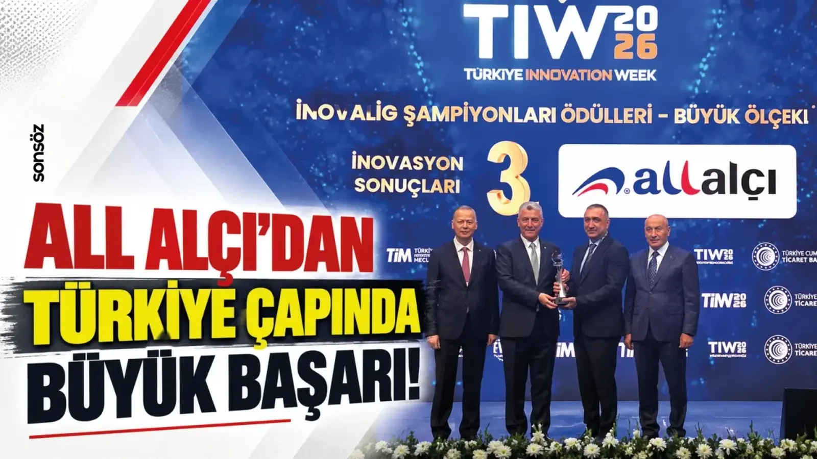 İnovaLİG ödül töreninde ALL Alçı Yönetim Kurulu Başkanı Engin Nasıroğlu’nun ödül almasını gösteren haber fotoğrafı