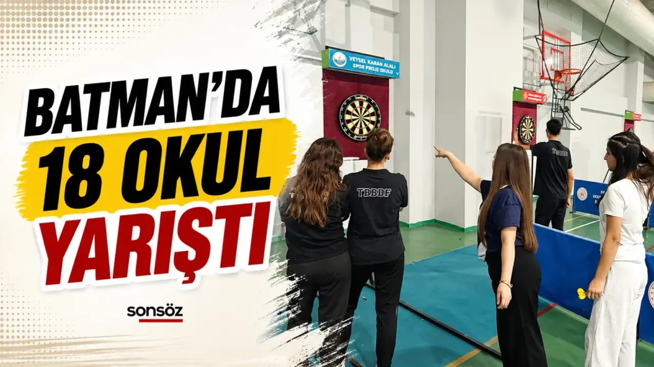 Batman 19 Mayıs Kapalı Spor Salonu’nda düzenlenen Genç Kızlar Dart İl Şampiyonası’ndan müsabaka görüntüsü