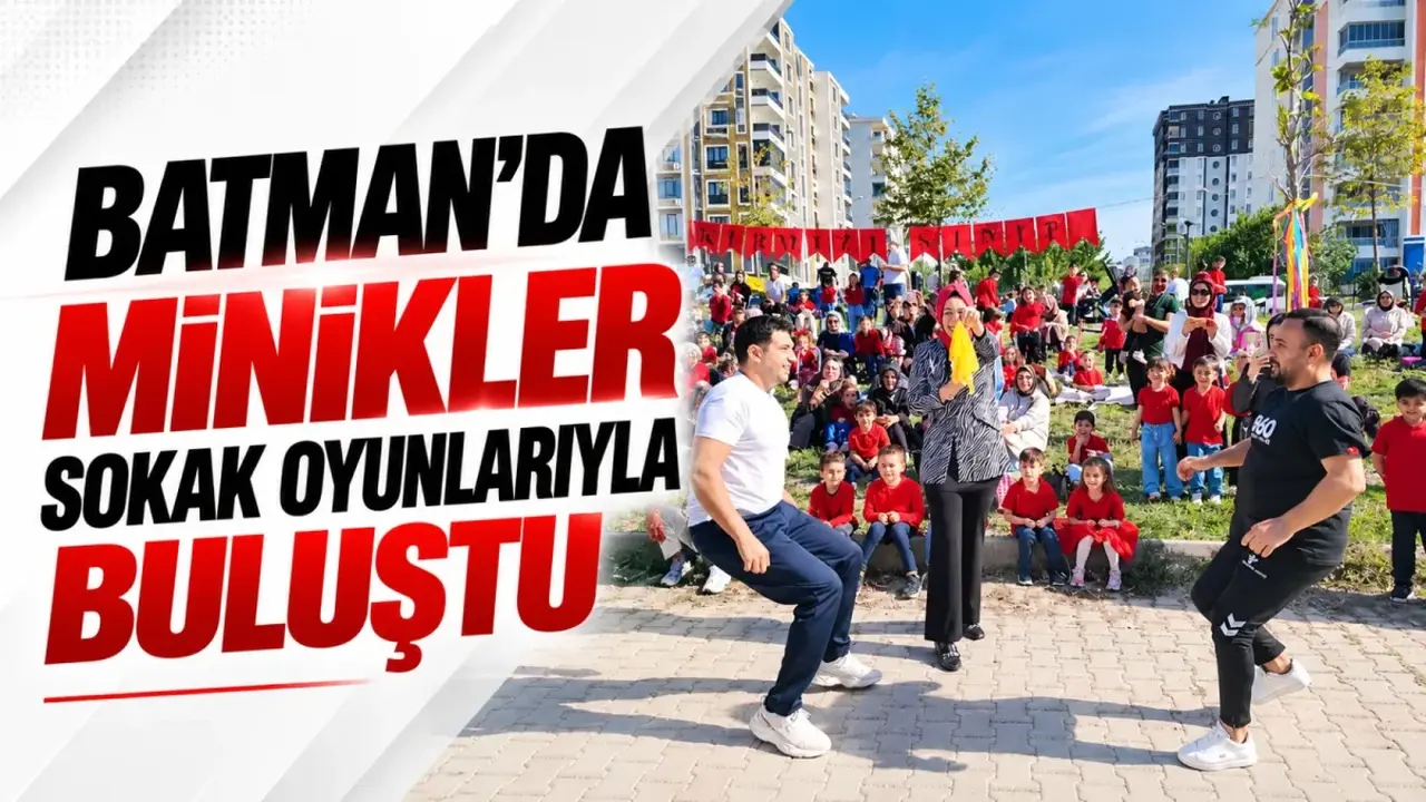 Batman Zübeyde Hanım Anaokulunda öğrenciler ve velilerin geleneksel sokak oyunları oynadığı etkinlikten görüntü.