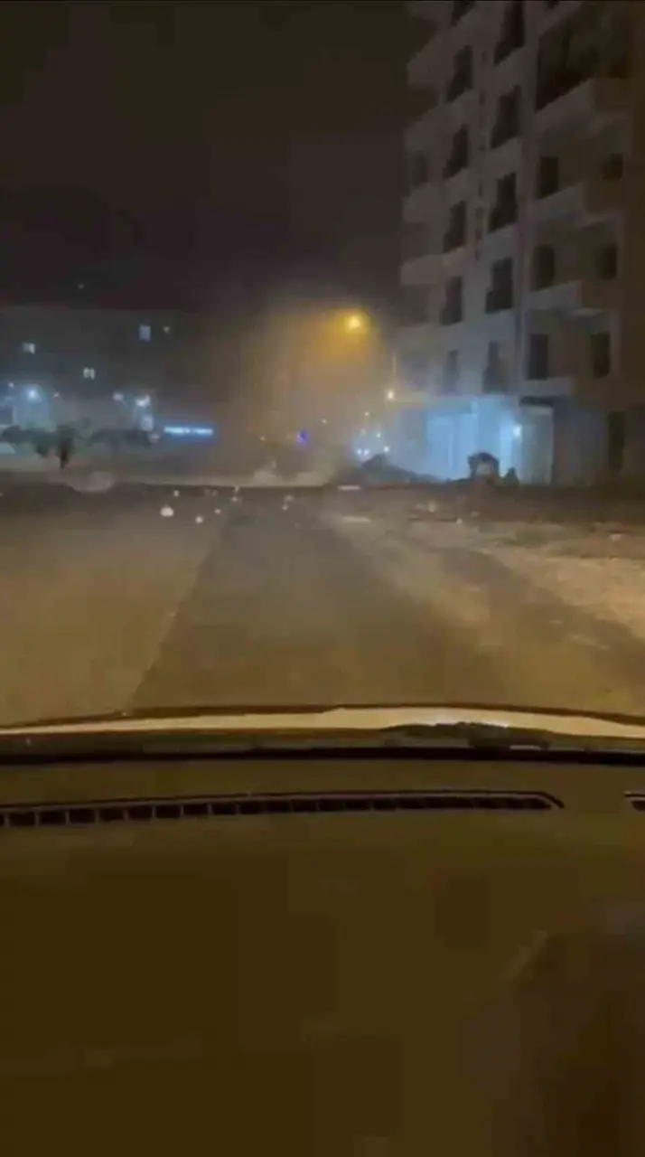 Nusaybin’de yola devrilen ağaçlar ve rüzgardan zarar gören çatıdaki güneş enerjisi sistemleri