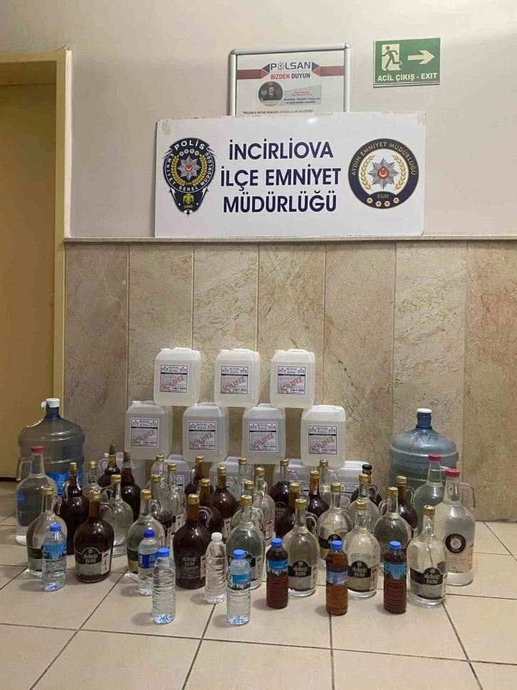 İncirliova’da 150 litre kaçak alkol yakalandı
