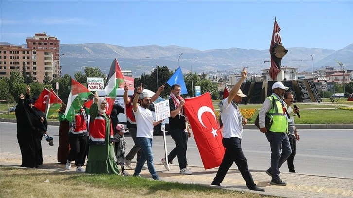 Kahramanmaraş'ta Gazze'ye destek için düzenlenen 40 kilometrelik yürüyüş başladı