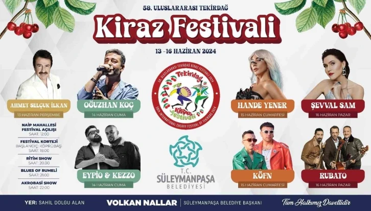 Kiraz Festivali sanatçıları belli oldu
