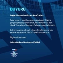 Adana Demirspor Taraftarına Antrenman Daveti