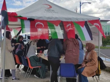 Ardahan’da Filistin’e destek için çadır kuruldu
