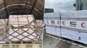 BAE'den depremzedelere 500 tonluk 'Ramazan' yardımı! İlk uçak indi