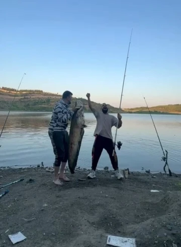 Bursa’da iki arkadaş oltayla 165 santimetrelik balık tuttu
