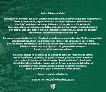 Bursaspor Kulübü: “Satılacak futbolcumuz yok&quot;
