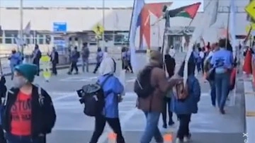 California'da Filistin Destekçileri Havalimanında Toplandı