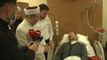 Diyanet İşleri Başkanı Erbaş bıçaklı saldırıda yaralanan Fatih Camii imamı Usta’yı ziyaret etti
