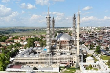 Edirne Selimiye Camii'nde restorasyon çalışmaları sürüyor